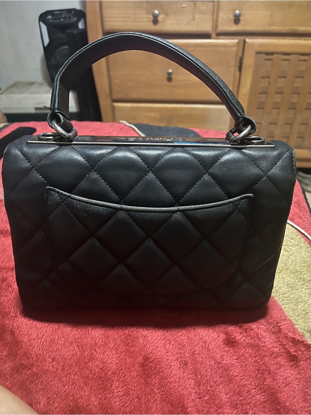 CHANEL Quilted Mini Top-Handle Bag in Black
